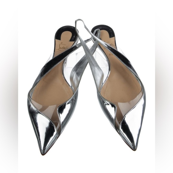 💥 Christian Louboutin V Dec Specchio Silver Flats – Sz 39.5 (9.5) - Picture 1 of 6